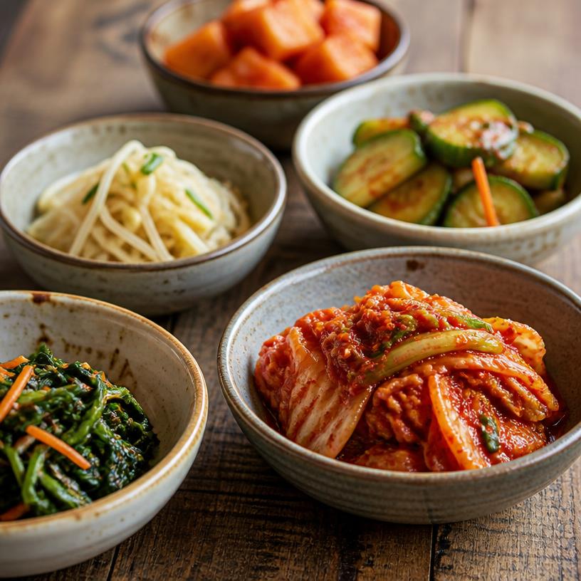 Traditional Korean banchan bowls
